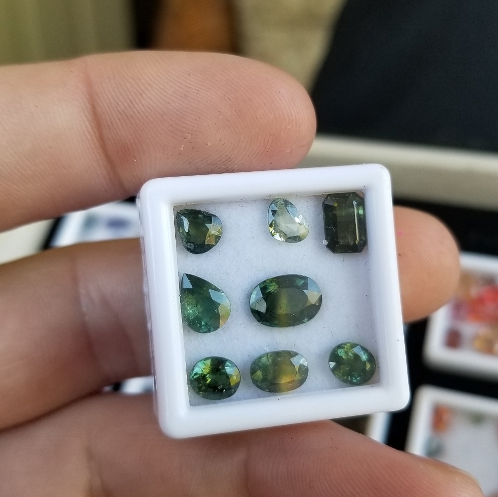 8 Natural green sapphires